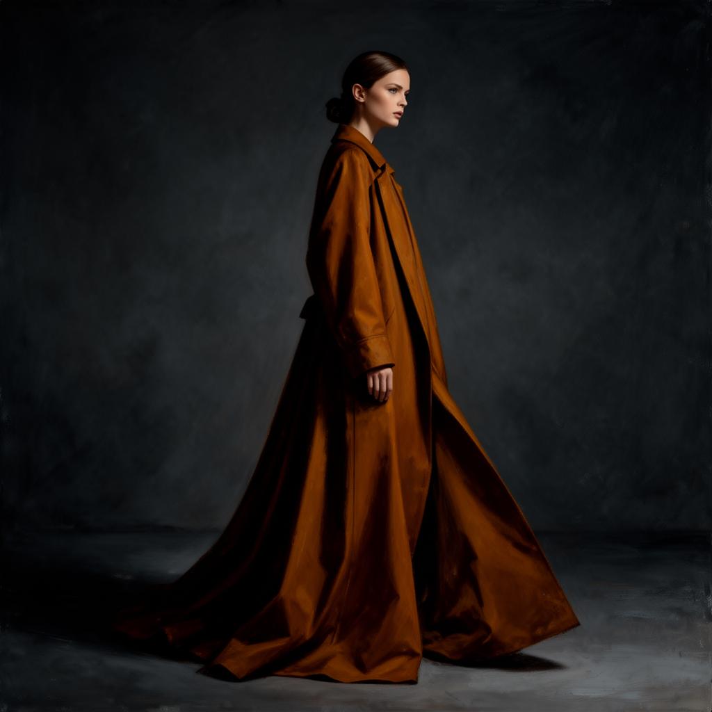 A figure in flowing amber